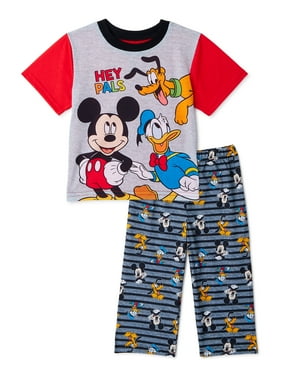 Disney Mickey Mouse Pajamas Boys Size 3T Toddler 2 piece Top Bottom Red Black
